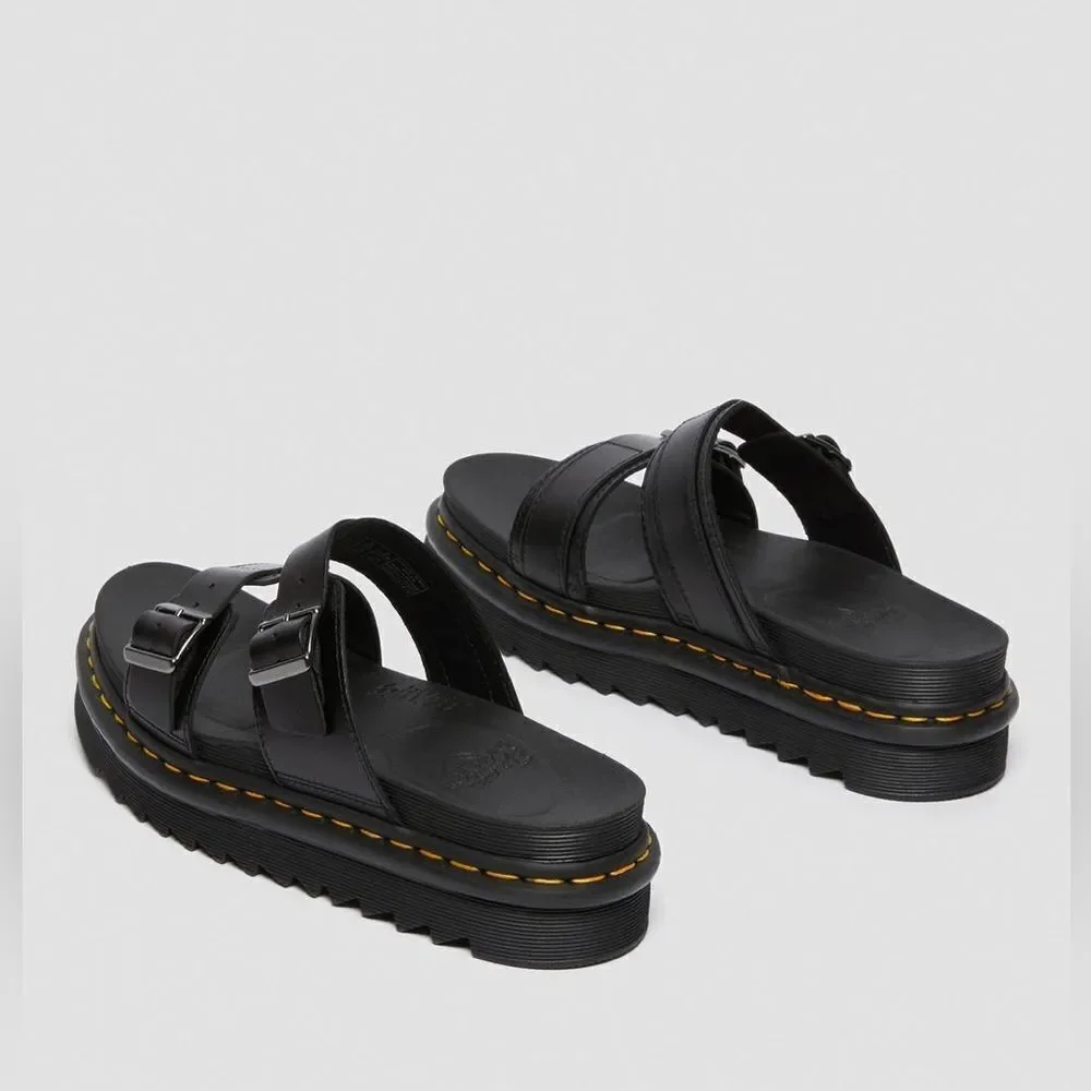 Dr. Martens MYLES BRANDO LEATHER BUCKLE SLIDE SANDALS new sz 10